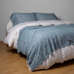 Allora Bed Scarf from Bella Notte Linens in the color Tahoe Blue.