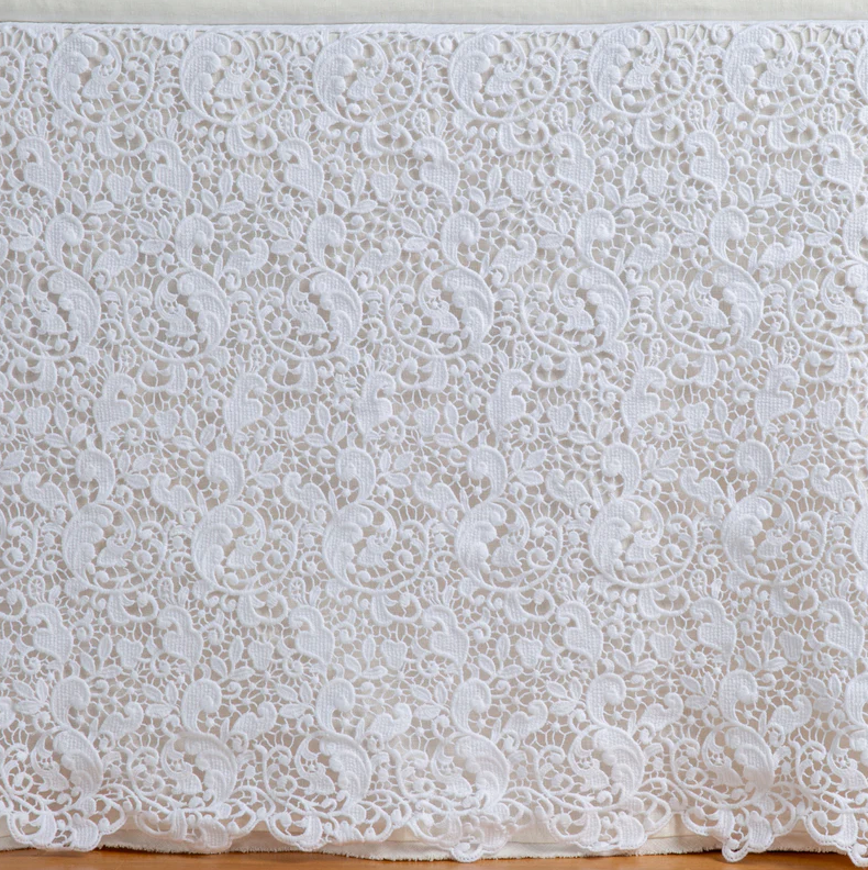 Allora Bed Skirt from Bella Notte Linens in the color White.