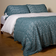 Allora Bed Scarf from Bella Notte Linens in the color Cenote.