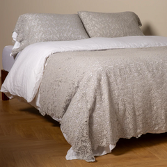 Allora Bed Scarf from Bella Notte Linens in the color Cloud.