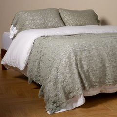 Allora Bed Scarf from Bella Notte Linens in the color Eucalyptus.
