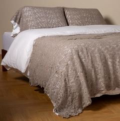 Allora Bed Scarf from Bella Notte Linens in the color Fog.