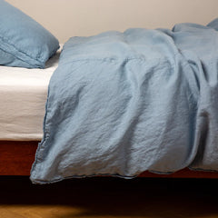 Austin Duvet from Bella Notte Linens in the color Tahoe Blue.