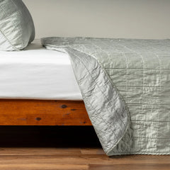 Sel Coverlet from Bella Notte Linens in the color Eucalyptus.