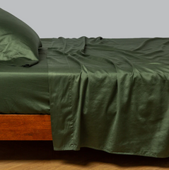 Bria Fitted Sheet in Juniper from Bella Notte Linens.