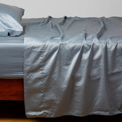 Bria Flat Sheet in Tahoe Blue from Bella Notte Linens.
