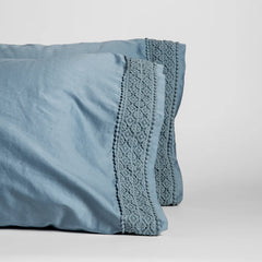 Bria Pillowcase with Novola Lace from Bella Notte Linens in the color Tahoe Blue.
