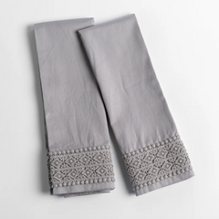 Bria Pillowcase with Novola Lace from Bella Notte Linens in the color Fog.