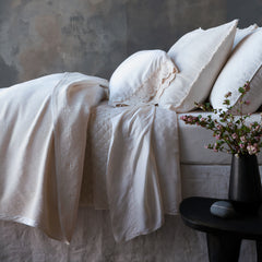 Silk Velvet Quilted Coverlet from Bella Notte Linens in the color Crema.