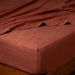 Linen Fitted Sheet from Bella Notte Linens in the color Autumn.
