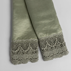 Paloma Pillowcase with Mattine Lace from Bella Notte Linens in the color Eucalyptus.