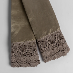 Paloma Pillowcase with Mattine Lace from Bella Notte Linens in the color Fog.