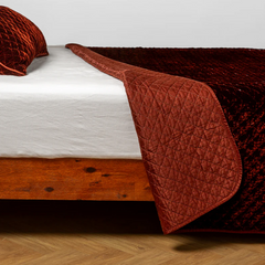 Silk Velvet Quilted Coverlet from Bella Notte Linens in the color Autumn.