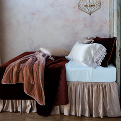 Silk Velvet Quilted Coverlet from Bella Notte Linens in the color Autumn.