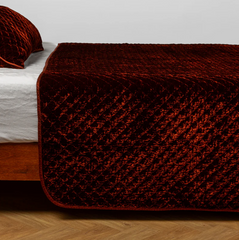 Silk Velvet Quilted Coverlet from Bella Notte Linens in the color Autumn.
