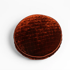 Silk Velvet Quilted Round Pillow from Bella Notte Linens in the color Autumn.