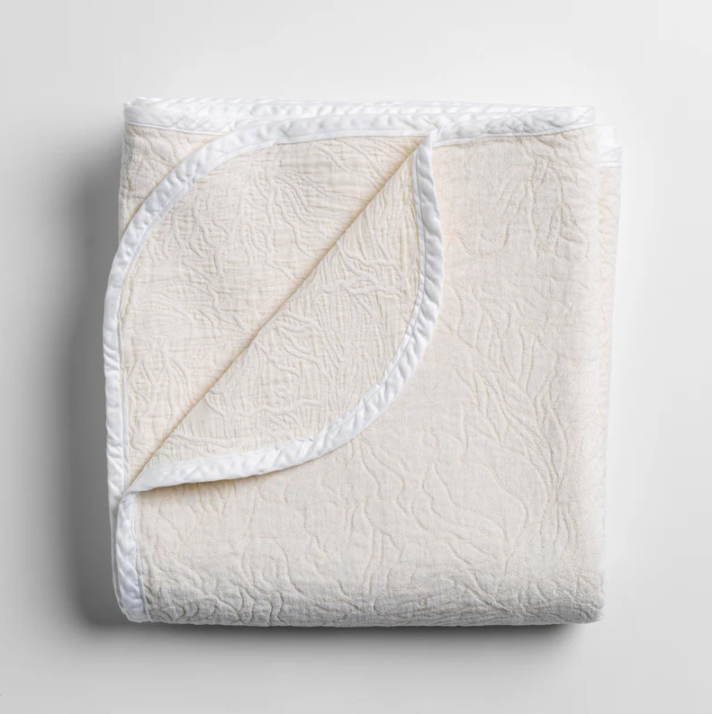 Georgia Throw Blanket in Winter White from Bella Notte Linens.