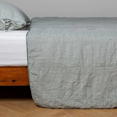 Ines Bedspread from Bella Notte Linens in the color Eucalyptus.