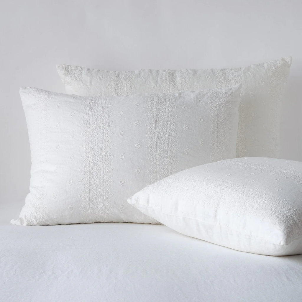 Ines King Shams from Bella Notte Linens in the color Winter White.