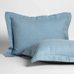 Linen Shams from Bella Notte Linens in the color Tahoe Blue.