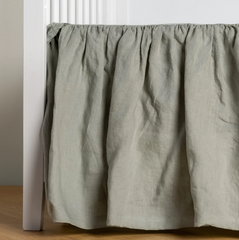 Linen Crib Skirt from Bella Notte Linens in the color Eucalyptus.