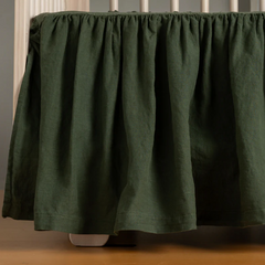 Linen Crib Skirt from Bella Notte Linens in the color Juniper.