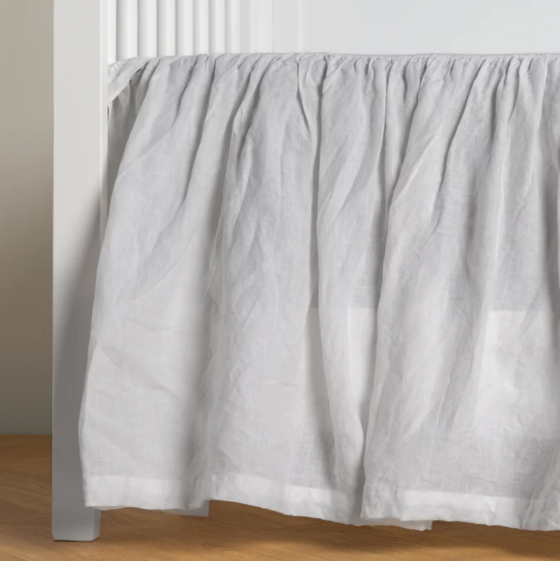 Linen Crib Skirt from Bella Notte Linens in the color White.