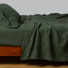 Linen Flat Sheet from Bella Notte Linens in the color Juniper.