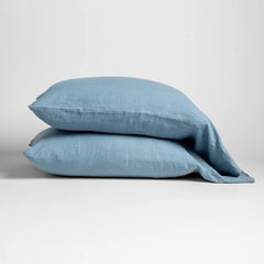 Linen pillowcases from Bella Notte Linens in the color Tahoe Blue.