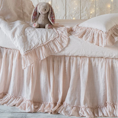Linen Whisper Crib Skirt from Bella Notte Linens in the color Pearl.