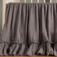 Linen Whisper Crib Skirt from Bella Notte Linens in the color French Lavender.