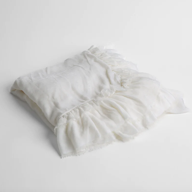 Loulah Baby Blanket from Bella Notte Linens in the color White.