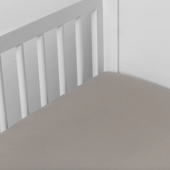 Madera Luxe Crib Sheet from Bella Notte Linens in the color Fog.