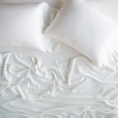 Madera Luxe Fitted Sheet in Winter White California King from Bella Notte Linens