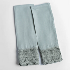 Madera Luxe Pillowcase with Donella Lace from Bella Notte Linens in the color Eucalyptus.