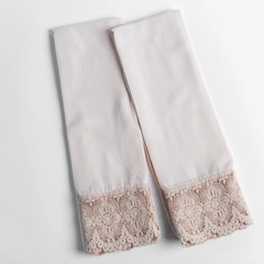 Madera Luxe Pillowcase with Donella Lace from Bella Notte Linens in the color Pearl.