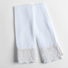 Madera Luxe Pillowcase with Donella Lace from Bella Notte Linens in the color White.