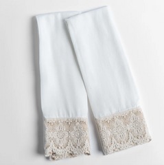 Madera Luxe Pillowcase with Donella Lace from Bella Notte Linens in the color Winter White.
