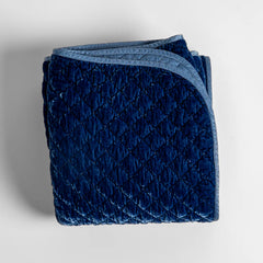 Silk Velvet Quilted Throw Blanket from Bella Notte Linens in the color Tahoe Blue.