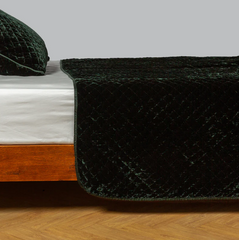 Silk Velvet Quilted Coverlet from Bella Notte Linens in the color Juniper.