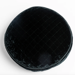 Silk Velvet Quilted Round Pillow from Bella Notte Linens in the color Juniper.