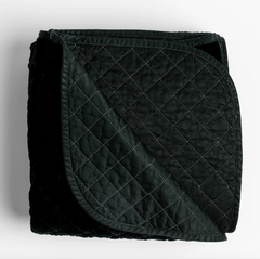 Silk Velvet Quilted Throw Blanket from Bella Notte Linens in the color Juniper.