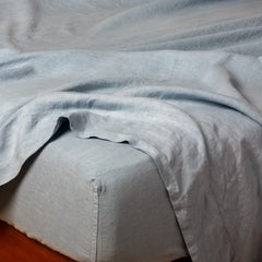 Linen Fitted Sheet from Bella Notte Linens in the color Tahoe Blue.