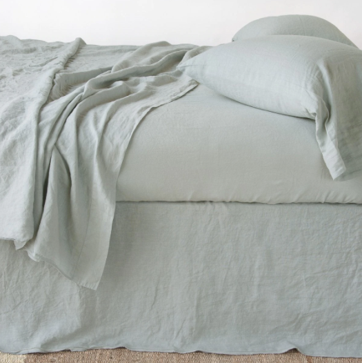 Austin Queen Bed Skirt from Bella Notte Linens in the color Eucalyptus.