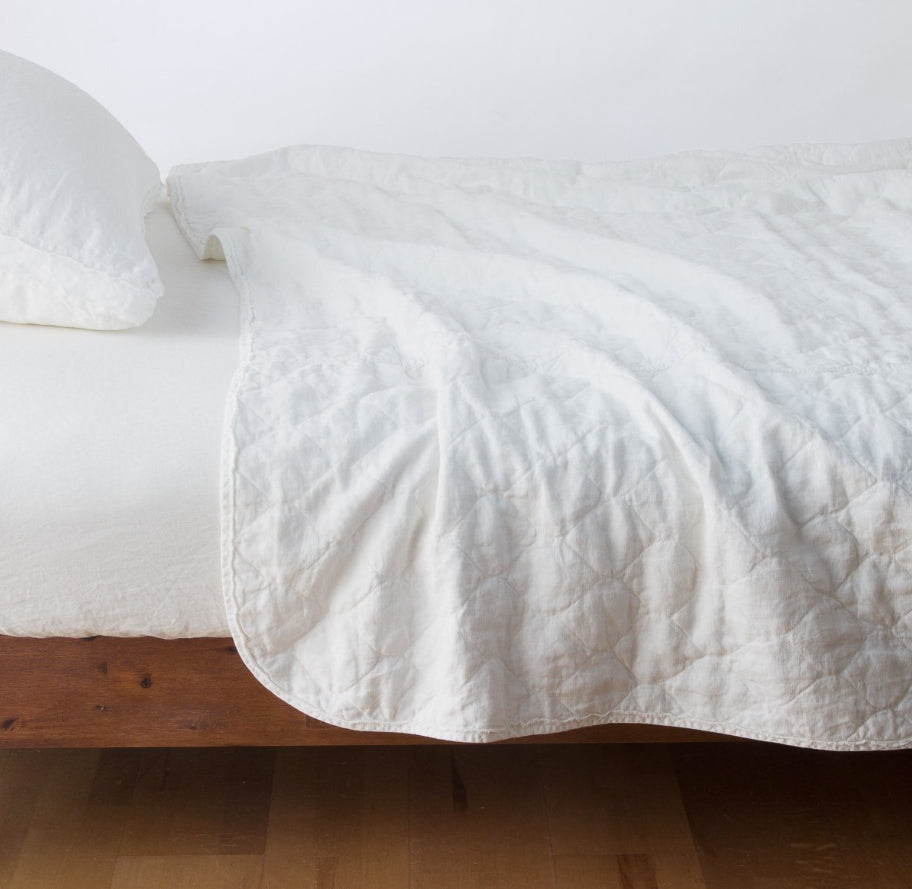Austin Queen Coverlet from Bella Notte Linens in the color Winter White.