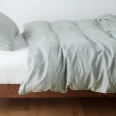 Austin Queen Duvet Cover from Bella Notte Linens in the color Eucalyptus.