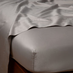 Bria Fitted Sheet in Fog from Bella Notte Linens.