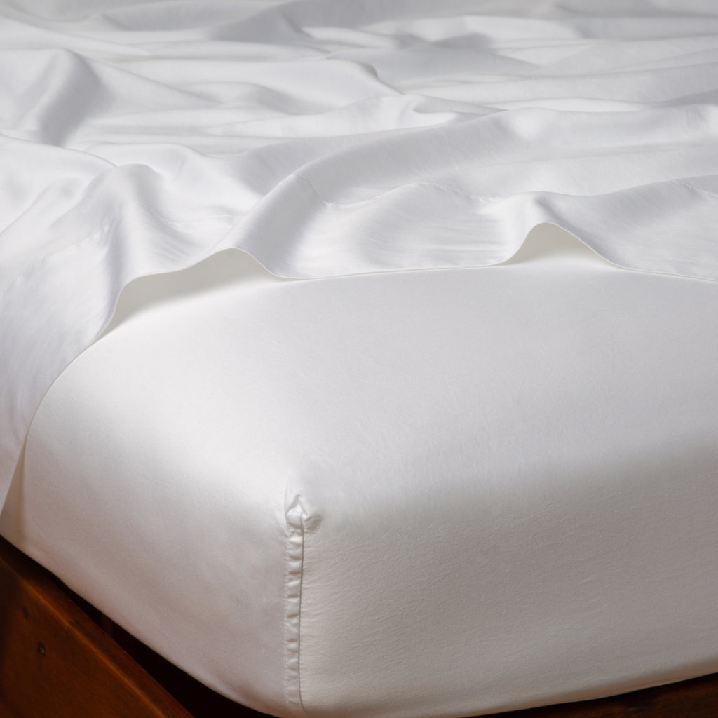 Bria Fitted Sheet in White from Bella Notte Linens.