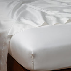 Bria Fitted Sheet in Winter White from Bella Notte Linens.