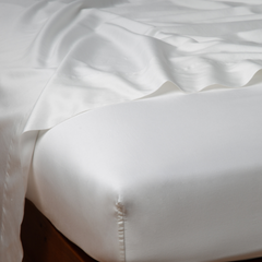 Bria Queen Flat Sheet from Bella Notte Linens in Winter White.